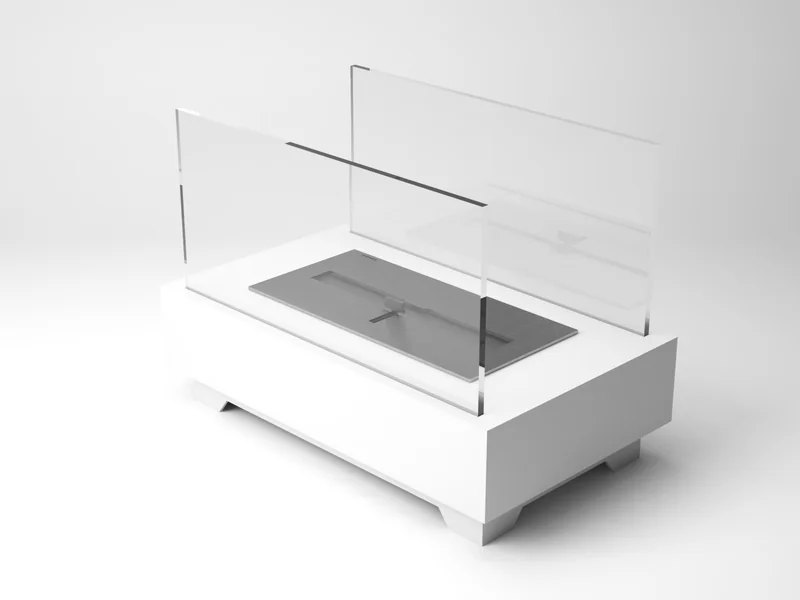Lareira Design Collection Off White LSD-1500-AO da Somer em ambiente de sala de estar de alto padrão, sobre superfície neutra