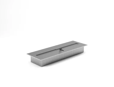 Vista em perspectiva do queimador ecológico QS-2000 QS-2000-A da Somer mostrando o corpo linear em aço inox 304 e a tampa deslizante