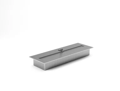 Queimador ecológico Premium QS-2000 QS-2000-A da Somer em vista 3/4, mostrando comprimento de 50 cm em aço inox 304 e tampa tipo guilhotina