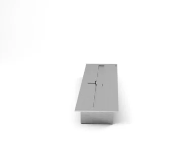 Queimador ecológico Premium QS-3000 QS-3000-A da Somer em vista frontal, corpo retangular linear de 65 cm em aço inox 304 com tampa deslizante tipo guilhotina