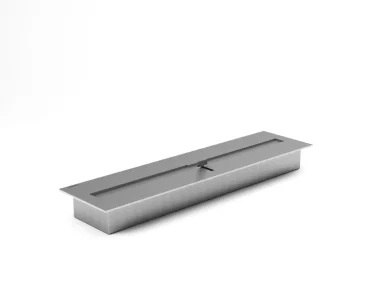 Vista em perspectiva do queimador ecológico QS-3000 QS-3000-A da Somer mostrando o corpo linear de 65 cm em aço inox 304 e a tampa deslizante
