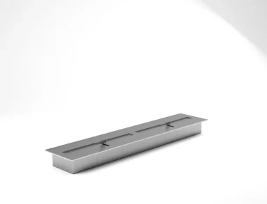Vista em perspectiva do queimador ecológico QS-3500 QS-3500-A da Somer mostrando o corpo linear de 80 cm em aço inox 304 e as duas tampas deslizantes