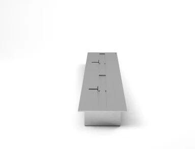 Queimador ecológico Premium QS-4500 QS-4500-A da Somer em vista frontal, corpo retangular linear de 95 cm em aço inox 304 com tampa tipo guilhotina e indicador de nível máximo