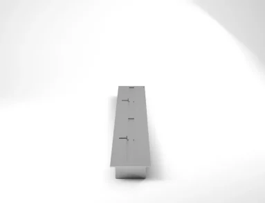 Queimador ecológico Premium QS-6000 QS-6000-A da Somer em vista frontal, corpo retangular linear de 125 cm em aço inox 304 com tampa tipo guilhotina e indicador de nível máximo
