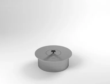 Queimador Ecológico Round QSR-2000 Somer: vista frontal da câmara circular de ⌀25 cm em aço inox 304
